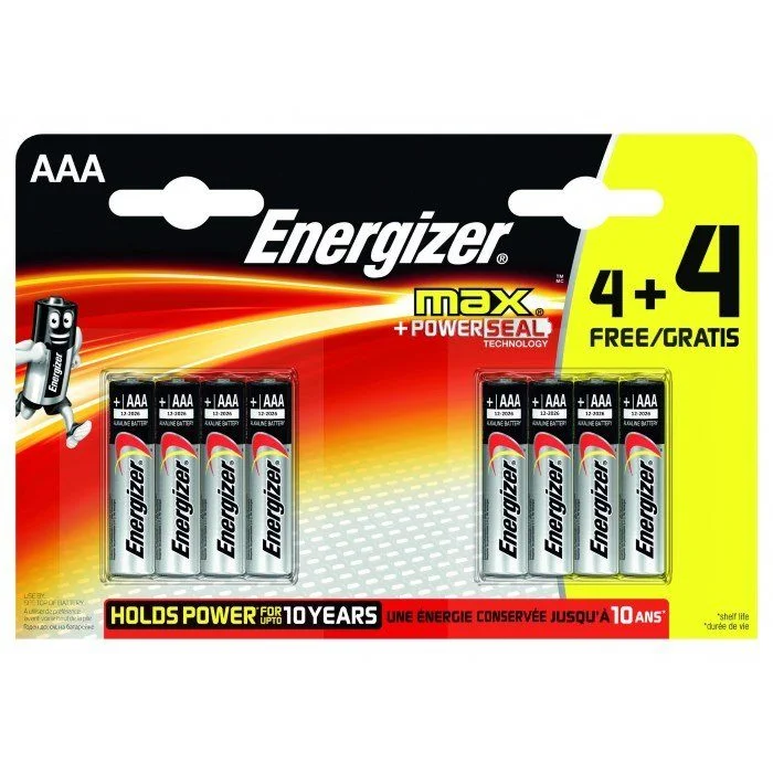 Energizer Max AAA LR03 Piles Alcaline Batteries | 8 Pack | 4+4 gratuite Energizer Max AAA LR03 Piles Alcaline