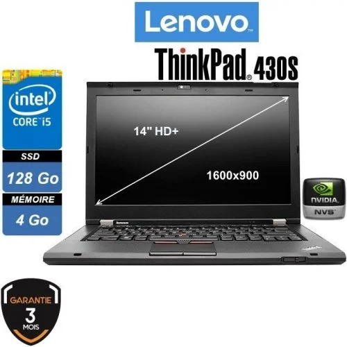 Lenovo ThinkPad T430s i5 3320M 4Go SSD 128Go Nvidia