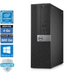 Vue de face de l'ordinateur de bureau Dell OptiPlex 3040 montrant le boîtier noir élégant avec le logo Dell, les ports USB et la grille de ventilation.