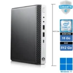 HP ProDesk 400 G4 : Ordinateur de bureau compact et performant avec processeur Intel Core i7-8700, 16 Go de RAM, SSD 512 Go NVMe, WiFi intégré et Windows 11 Pro. Conçu pour les professionnels exigeant puissance et efficacité