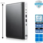 Ordinateur HP EliteDesk 800 G4 DM, un mini PC compact et performant, équipé d’un processeur Intel Pentium Gold, 8 Go de RAM et un SSD de 256 Go. Fonctionnant sous Windows 11 Pro, il est conçu pour les environnements professionnels exigeants. Son format discret permet un gain de place optimal sur un bureau.