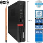 Lenovo ThinkCentre M920q Tiny – Mini PC puissant avec processeur Intel Core i7-9700T, 16 Go de RAM, SSD NVMe 512 Go, HDD 500 Go, WiFi, Bluetooth et Windows 11 Pro. Compact et performant, idéal pour tous les utilisateurs.