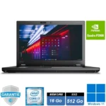 Station de travail mobile Lenovo ThinkPad P52, écran 15,6 pouces Full HD ouvert, clavier professionnel avec pavé numérique.