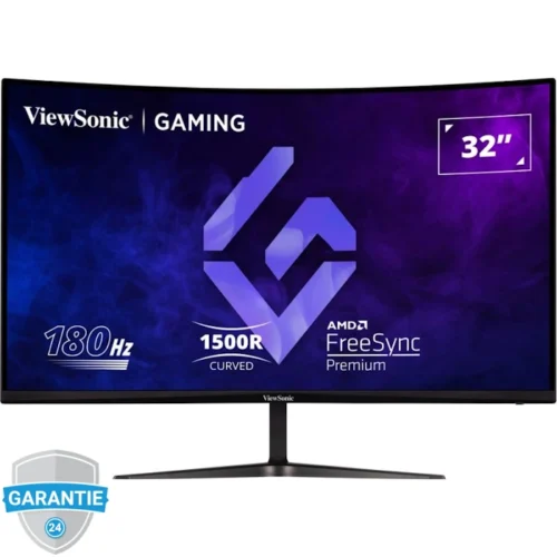 Écran gaming incurvé ViewSonic VX3218-PC-MHD de 32 pouces, Full HD, 180 Hz, 1 ms, technologie AMD FreeSync Premium et dalle VA 1500R pour une immersion totale.