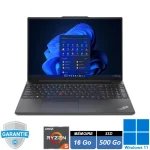 PC portable Lenovo ThinkPad E16 Gen 1 avec écran 16 pouces WUXGA, processeur AMD Ryzen 5 7530U, 16 Go de RAM, SSD 512 Go, sous Windows 11 Pro