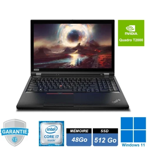 Ordinateur portable Lenovo ThinkPad P53, connu pour son design robuste et ses performances adaptées aux professionnels.