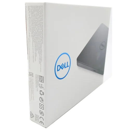 Lecteur DVD externe Dell Slim DW316 USB 2.0, ultra-fin, noir, pour lecture et gravure de CD et DVD sur PC ou Mac.