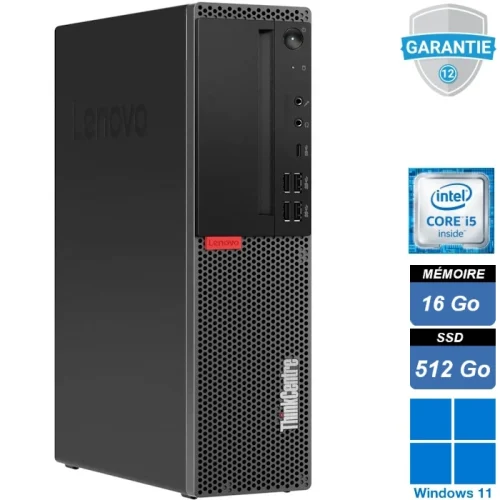 Ordinateur Lenovo M920s SFF, i5-9500, 16Go RAM, SSD 512Go, Windows 11 Pro