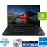 Station de travail mobile Lenovo ThinkPad P15s Gen 1 noir, écran 15,6 pouces Full HD ouvert, clavier AZERTY avec pavé numérique.