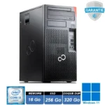 Ordinateur de bureau Fujitsu Esprimo P758 avec processeur Intel Core i3-8100, 16Go de RAM, SSD 256Go NVMe, Disque dur 30Go et lecteur graveur CD/DVD et Windows 11 Pro.