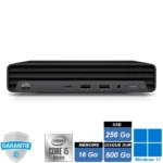 Ordinateur HP ProDesk 400 G6 DM i5-10500T avec 16 Go de RAM, SSD 256 Go NVMe et HDD 500 Go sous Windows 11 Pro – format compact professionnel.