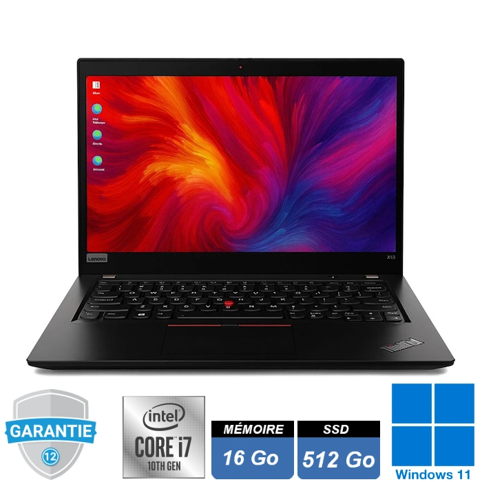 Ordinateur portable professionnel Lenovo ThinkPad X13 Gen1 i7 avec 16Go de RAM et SSD 512Go sous Windows 11 Pro