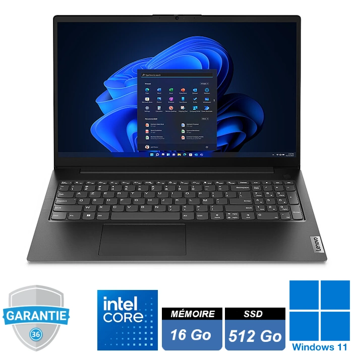 Ordinateur portable Lenovo V15 G4 IRU i3-1315U avec 16Go de RAM et SSD 512Go sous Windows 11 Famille