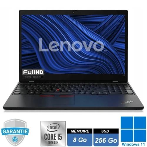 PC portable Lenovo ThinkPad L15 Gen 1 15,6 pouces Intel Core i5-10210U avec SSD 256 Go et Windows 11 Pro