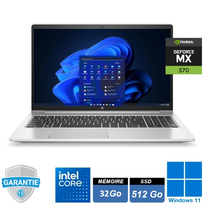 HP ProBook 450 G9 ordinateur portable 15,6 pouces Intel Core i7 32 Go RAM SSD 512 Go Nvidia MX570 Windows 11 Pro