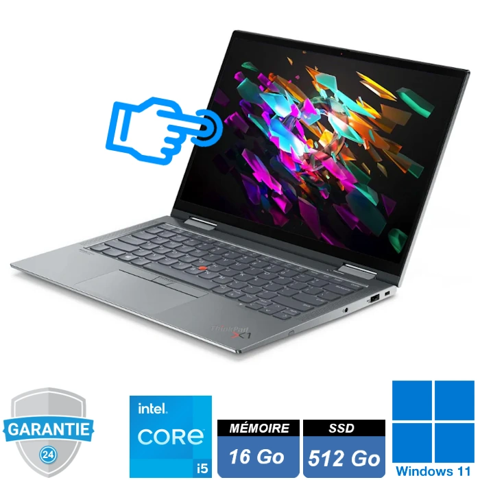 Lenovo ThinkPad X1 Yoga Gen 6 i5-1145G7 16 Go RAM SSD 512 Go écran tactile 14 pouces WUXGA Windows 11 Pro en mode tablette et ordinateur portable