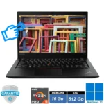 Ordinateur portable professionnel Lenovo ThinkPad T14s Gen 1 AMD, écran 14 pouces tactile, design noir classique.