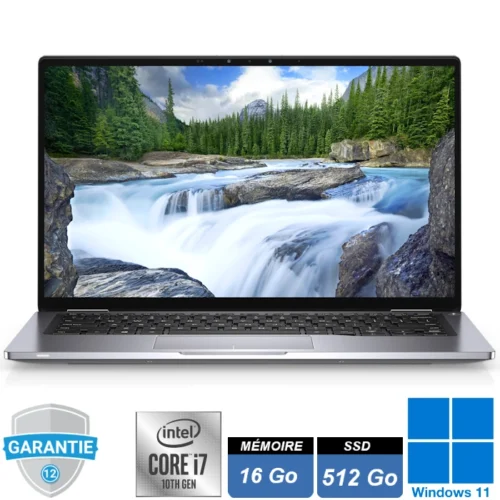 Ordinateur portable professionnel Dell Latitude 9410 en aluminium, écran 14 pouces tactile haute définition, design ultra-fin.