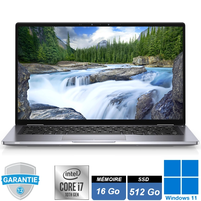 Ordinateur portable professionnel Dell Latitude 9410 en aluminium, écran 14 pouces tactile haute définition, design ultra-fin.