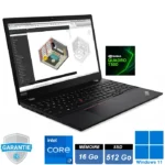 Station de travail mobile Lenovo ThinkPad P15s Gen 2 noir, écran 15,6 pouces Full HD ouvert, clavier AZERTY avec pavé numérique.