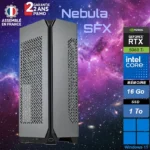 Mini PC Gamer vertical Cooler Master Ncore 100 Max avec carte mère ASUS ROG STRIX B760-I GAMING WIFI et carte graphique NVIDIA RTX 5060-Ti.