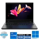 PC portable professionnel Lenovo ThinkPad L14 Gen 2 noir, écran 14 pouces Full HD ouvert, clavier ergonomique AZERTY.