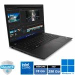 PC portable professionnel Lenovo ThinkPad L14 Gen 4 noir, écran 14 pouces Full HD ouvert, clavier rétroéclairé AZERTY.