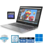 Station de travail mobile HP ZBook 15u G6 argentée, écran 15.6 pouces ouvert, clavier AZERTY avec pavé numérique.