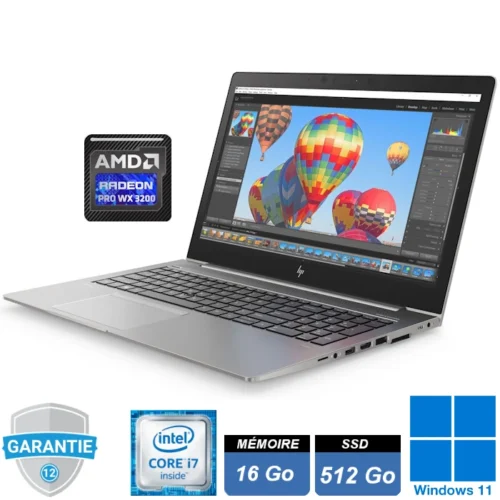 Station de travail mobile HP ZBook 15u G6 argentée, écran 15.6 pouces ouvert, clavier AZERTY avec pavé numérique.